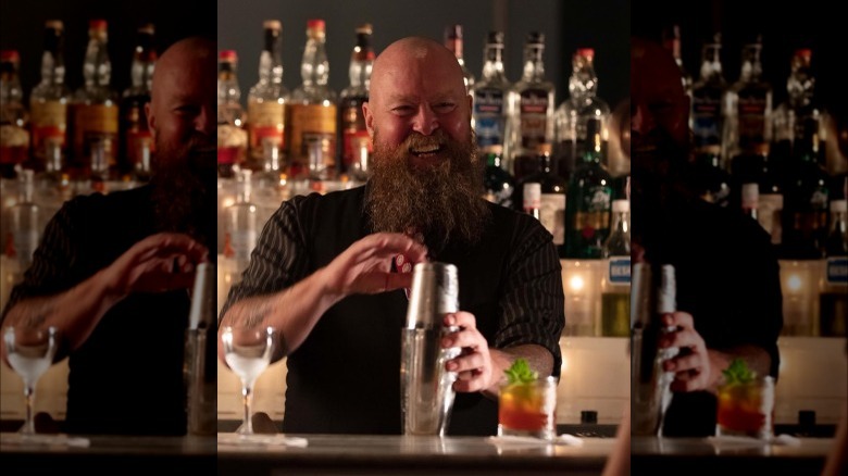 Tobey Maloney creating a cocktail