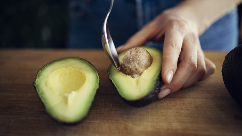 Sliced avocados