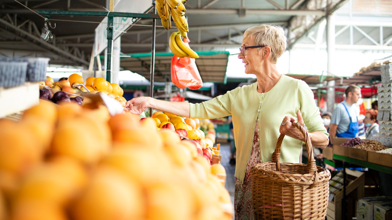 Woman at farm stand