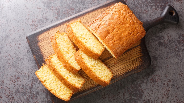 Madeira cake on a board