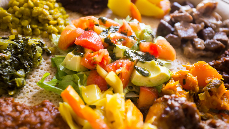 Close-up of traditional Ethiopian food