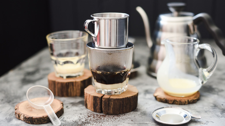 Vietnamese pour over drip coffee