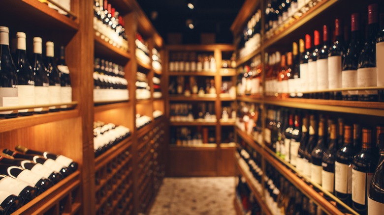 wine cellar with large collection of bottles