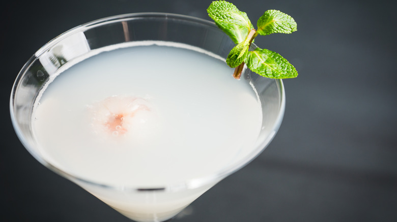 Close up of lychee martini 