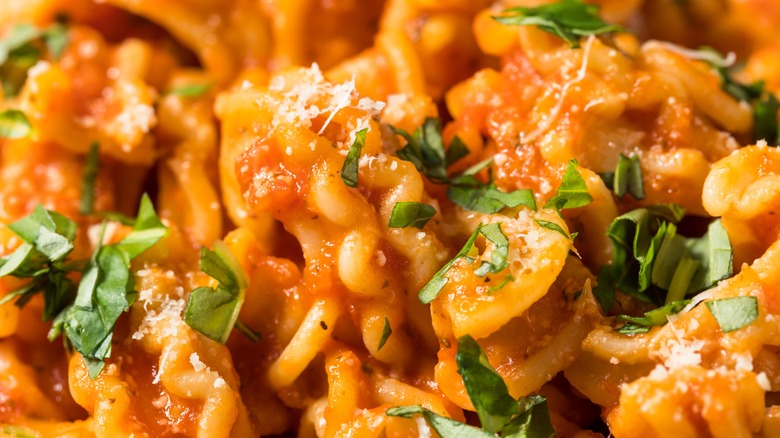 cascatelli with tomato sauce