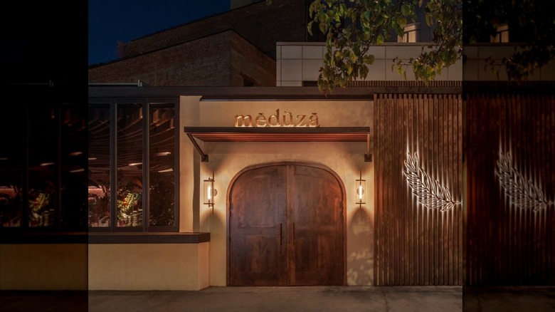 The exterior of Mēdüzā Mediterrania in Manhattan