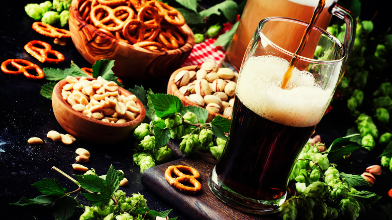 schwarzbier lager with bar snacks