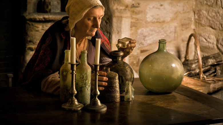 Woman performing alchemy