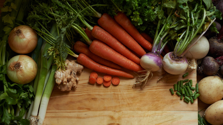 veggies on a cutting board