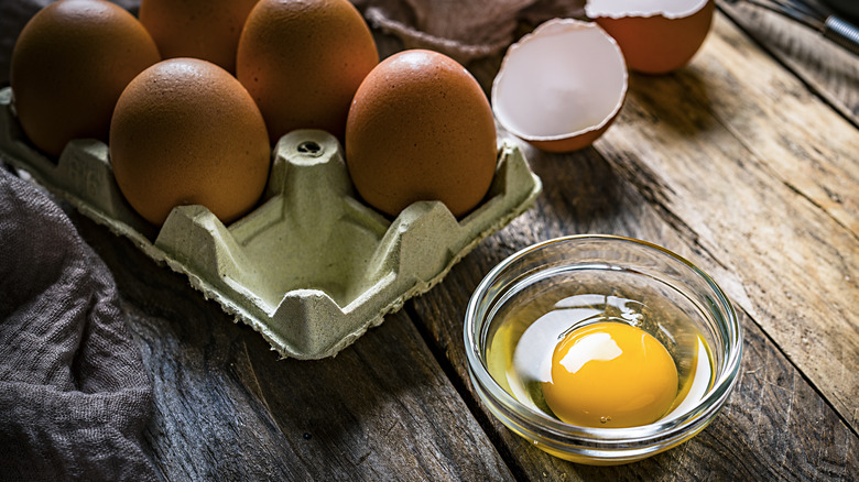 cracked egg in bowl