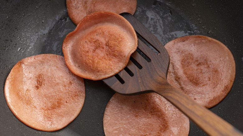 bologna slices in skillet