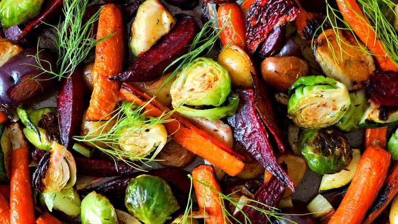 roasted fall vegetables  with dill