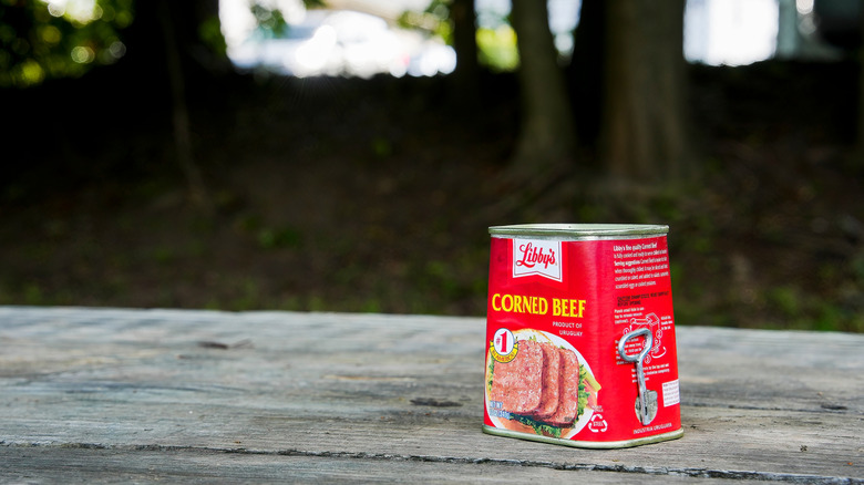 Libby's canned corned beef outside