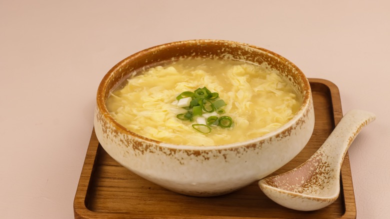 korean egg drop soup on tray