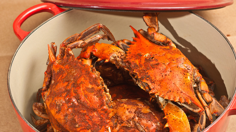 Cooked seasoned crabs