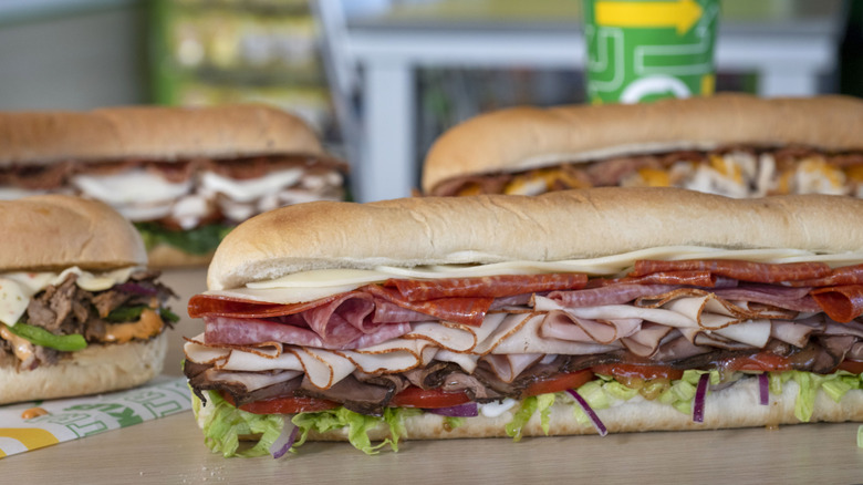 An array of Subway sandwiches