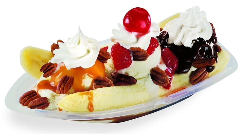 Culver's banana split on white background