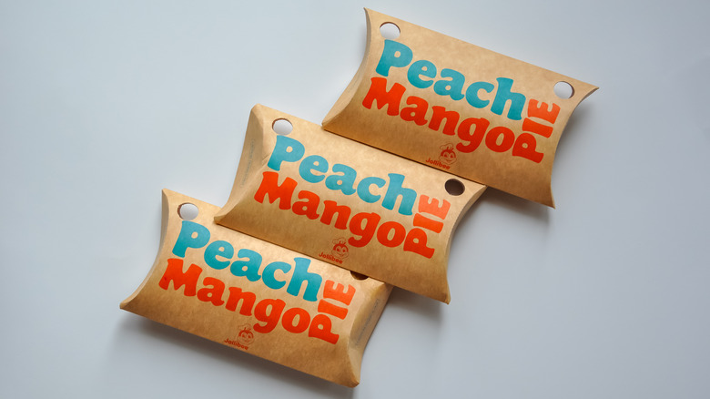 Jollibee peach mango pies on grey background