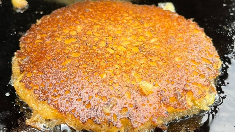 corn cake in frying pan
