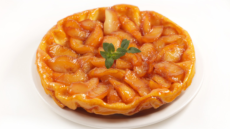 Tarte Tatin on white background