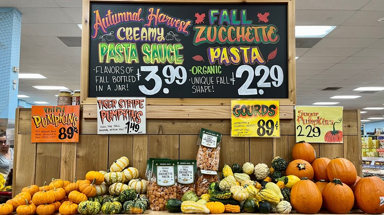 fall stand at Trader Joe's