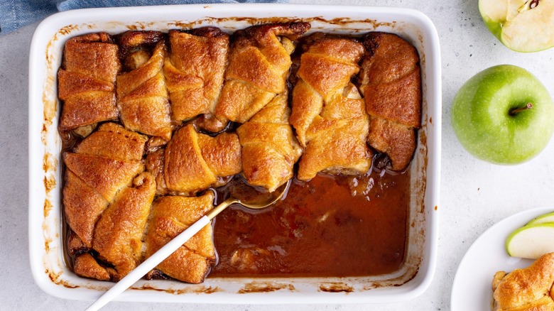 Apple dumplings in pan