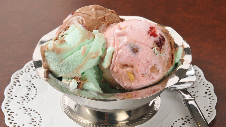 bowl of spumoni ice cream