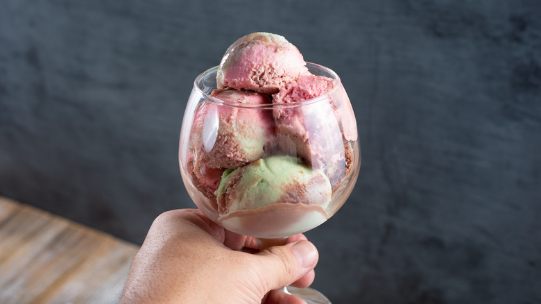 spumoni scoops in glass