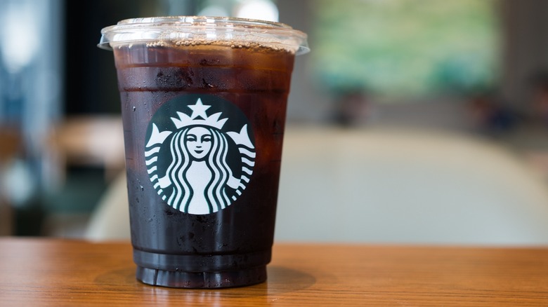 A Starbucks Iced Coffee in a branded cup