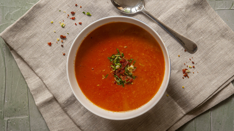 tomato soup with garnish