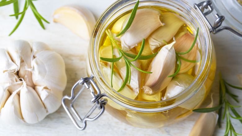 Garlic-infused olive oil from above