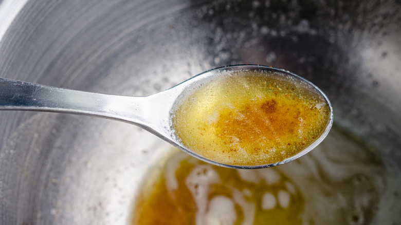 Brown butter on spoon