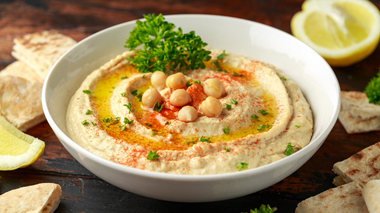 hummus with herbs and spices