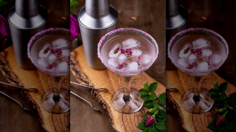Martini with rose sugar rim