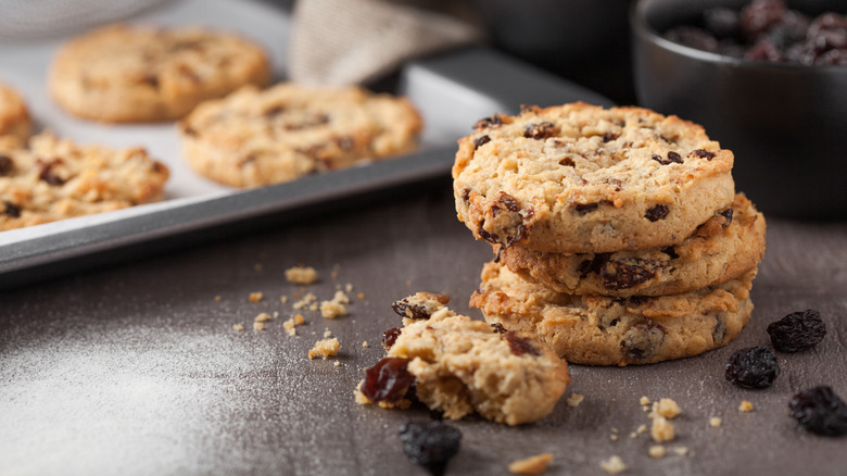 oatmeal raisin cookies on counter