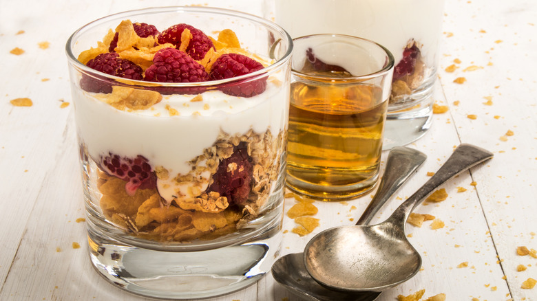 Cranachan dessert served in glass