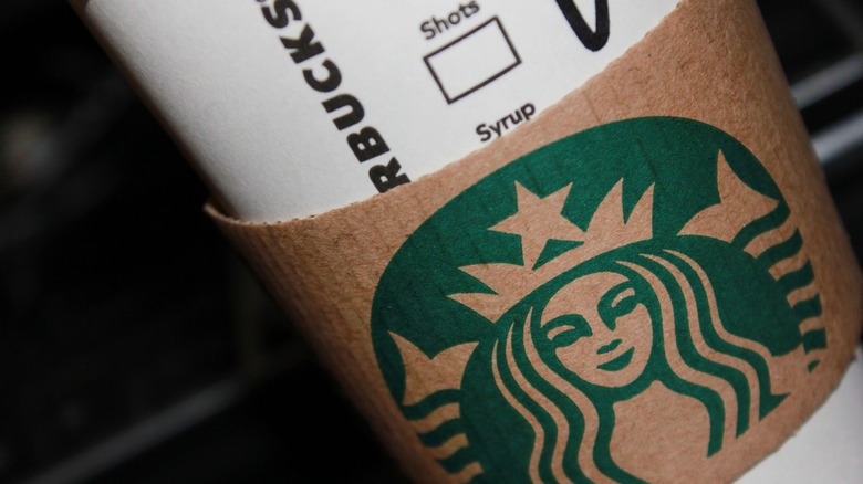 Close-up of Starbucks paper cup