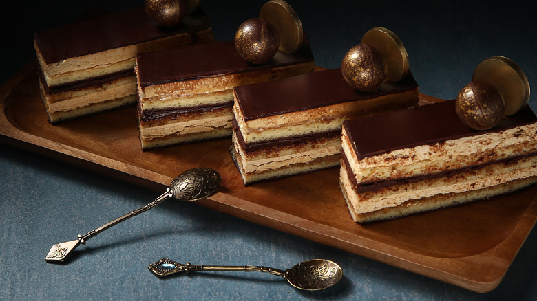 French opera cake slices 