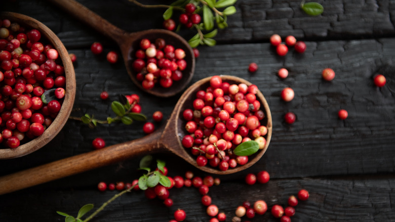 piles of fresh cranberries