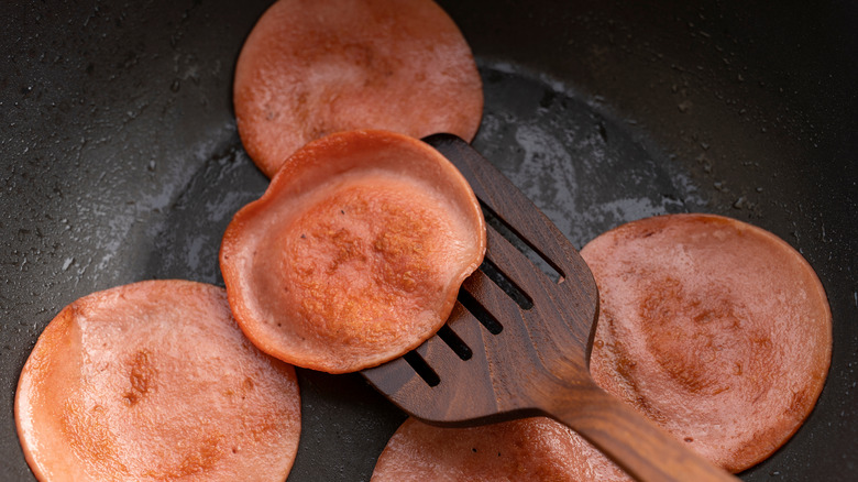 Fried bologna slices