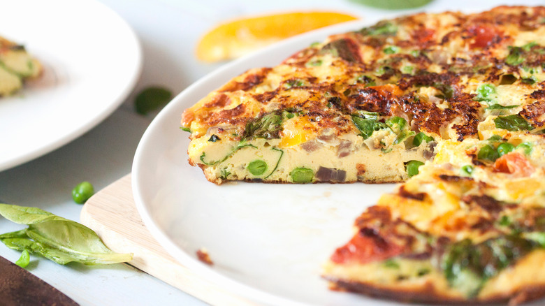 golden frittata with fresh veggies