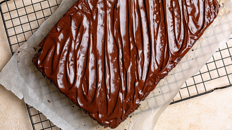 Chocolate sheet cake with icing