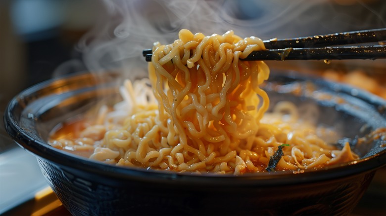 Close-up of homemade instant ramen