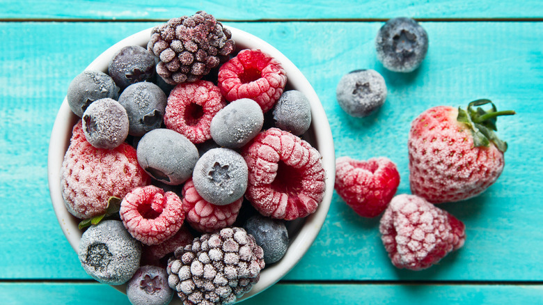 bowl of frozen berries