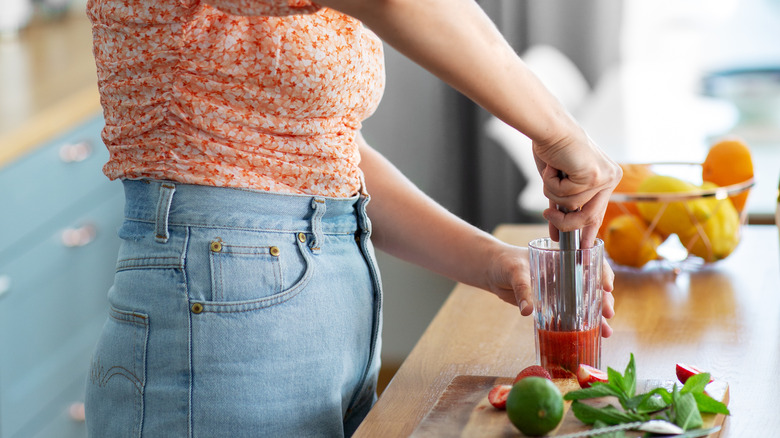 lightly muddled fruit for bourbon