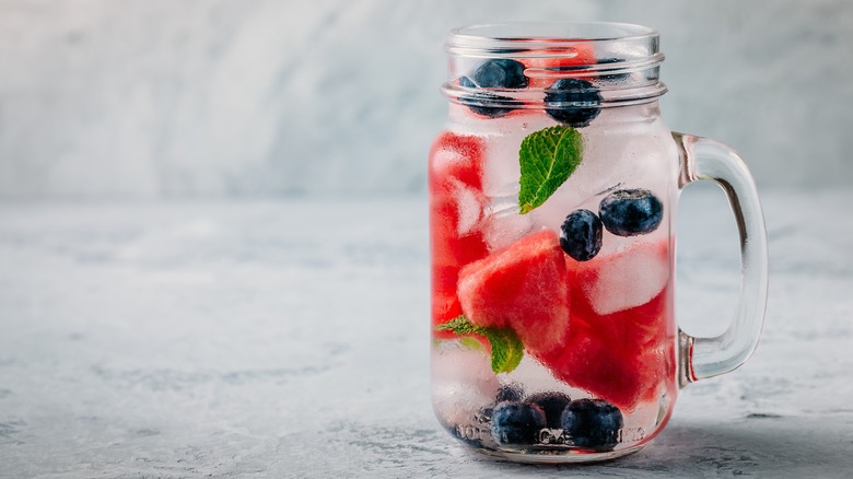 cocktail with blueberries and watermelon