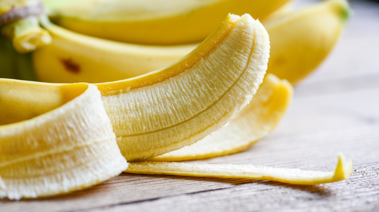 Half-peeled banana