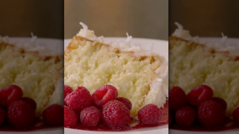 Ina Garten's coconut cake with raspberry sauce