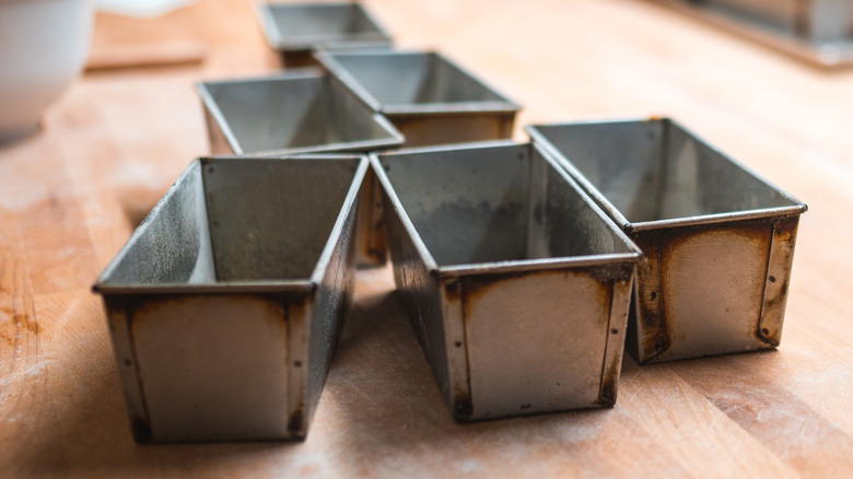 Empty bread loaf pans 