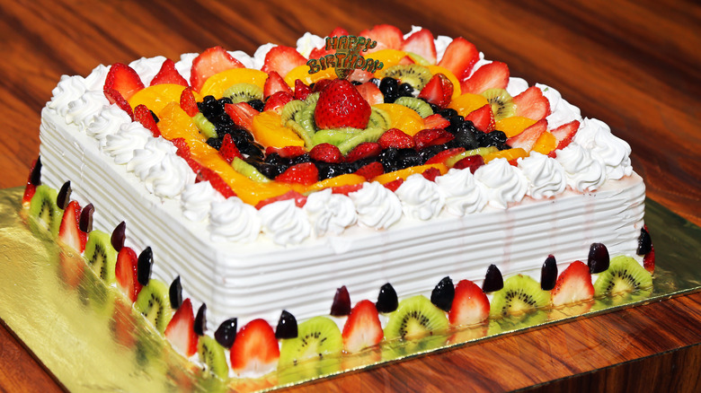 cake decorated with fruit